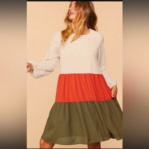 Haptics Bubble Sleeve Fully Lined Woven Dress, Small